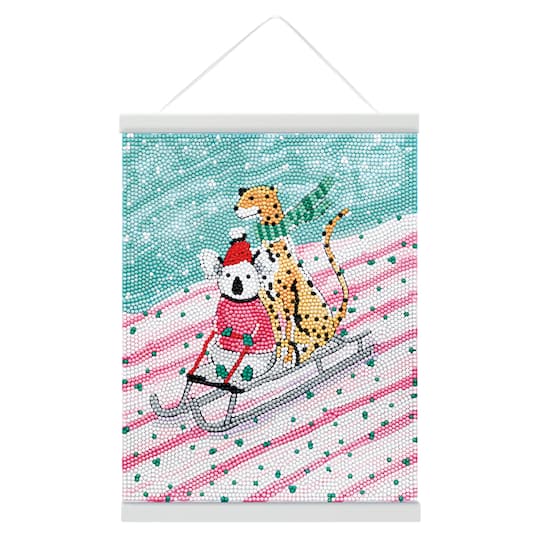 Michaels, 8" x 10" Sledding Friends Diamond Art Kit with Magnetic Wood Frame by Make Market® – Category: Diamond Painting Kits